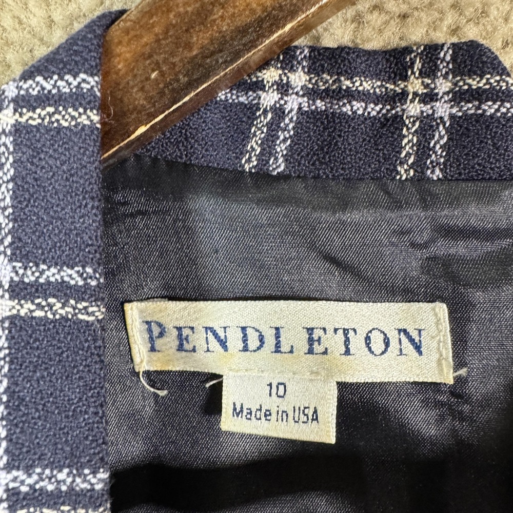 Pendleton Dress Womens 10 Blue Plaid Wool Sleeveless Sheath Work Office USA - Picture 4 of 11